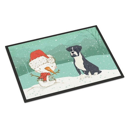 Carolines Treasures 24 x 36 in. Black Boxer & Snowman Christmas Indoor or Outdoor Mat CK2035JMAT